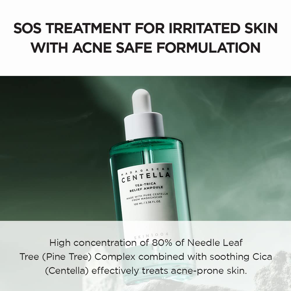 SOS treatment for irritated skin with acne-safe formulation, featuring high concentration of Needle Leaf Tree and Centella.